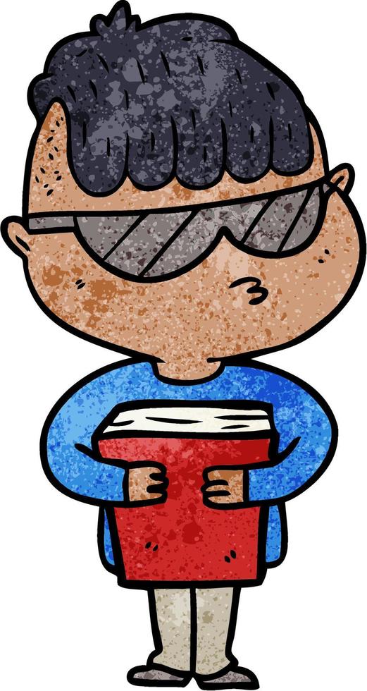 Retro-Grunge-Textur Cartoon-Mann mit Brille vektor