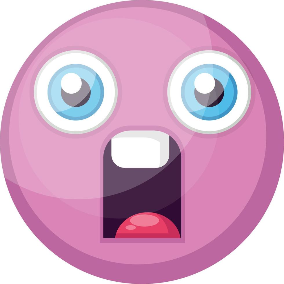 förvånad rosa runda emoji ansikte vektor illustration på en vit bakgrund