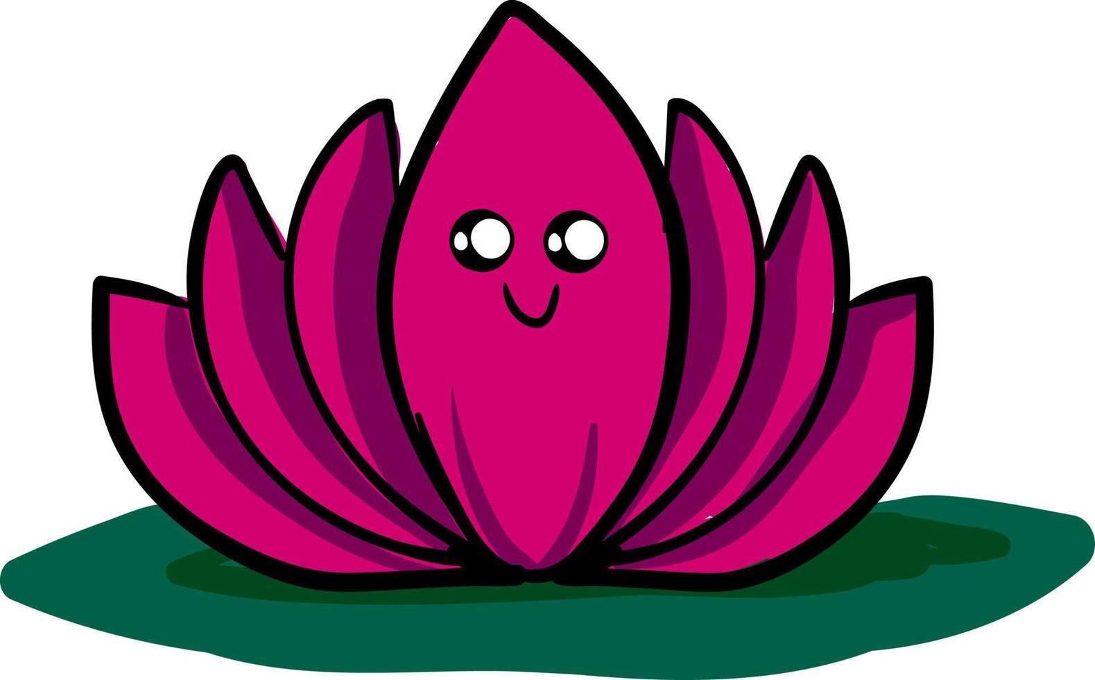 söt rosa lotus, illustration, vektor på vit bakgrund.