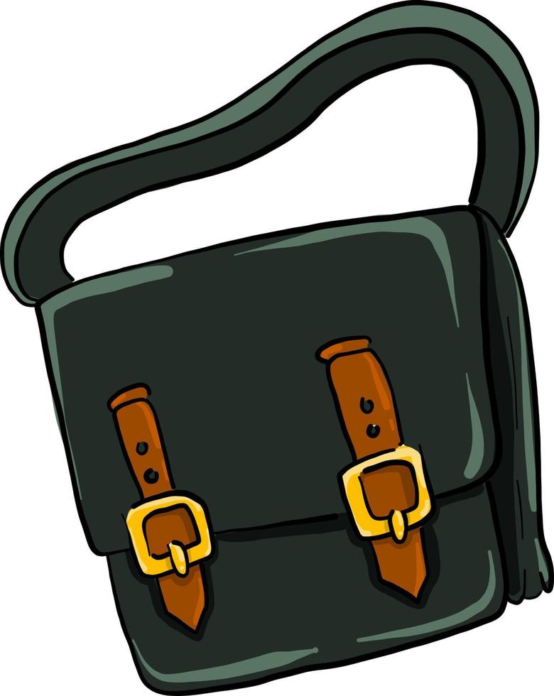 schwarze Manntasche, Illustration, Vektor auf weißem Hintergrund