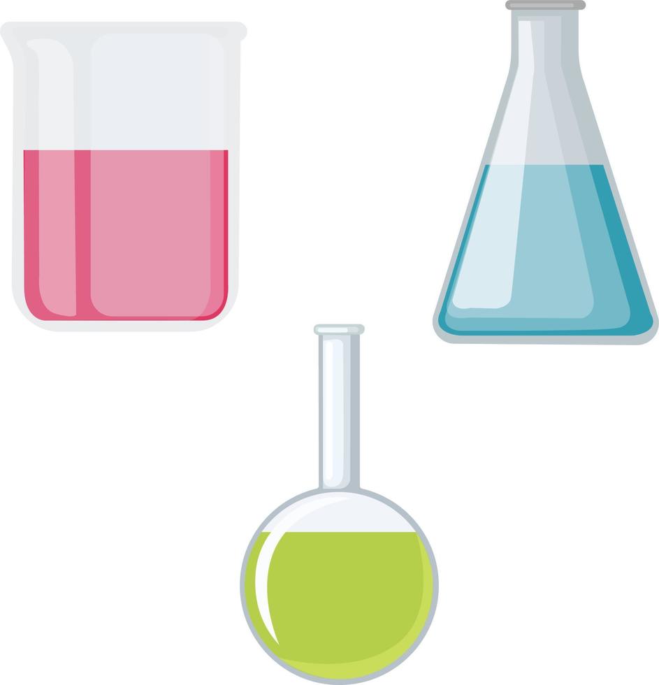 Chemieflaschen, Illustration, Vektor auf weißem Hintergrund.