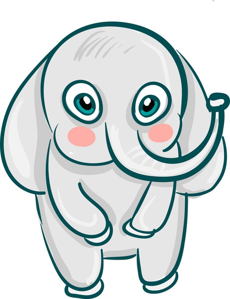 en blyg bebis elefant, vektor eller Färg illustration.