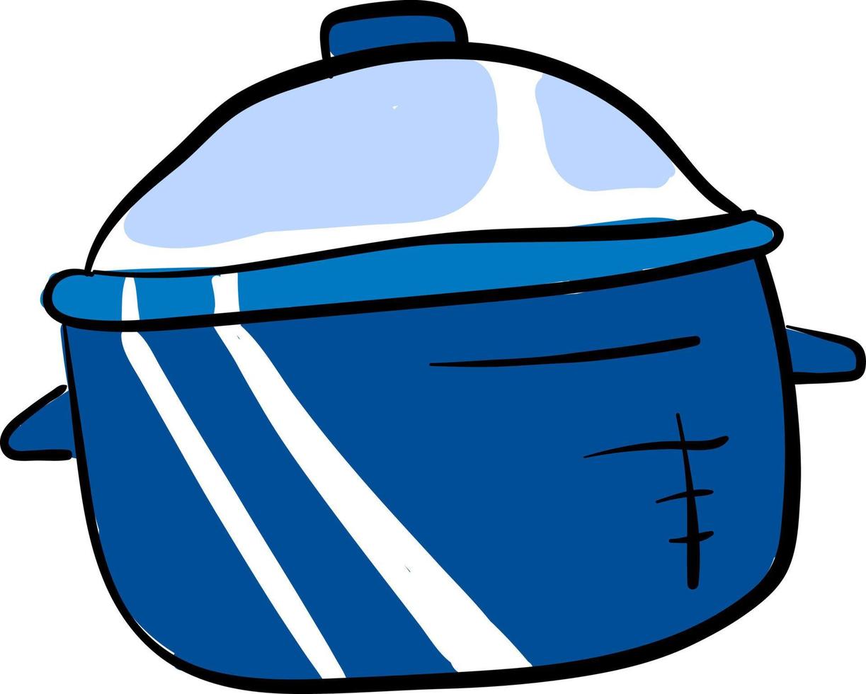 Blauer Topf für Küche, Illustration, Vektor auf weißem Hintergrund.