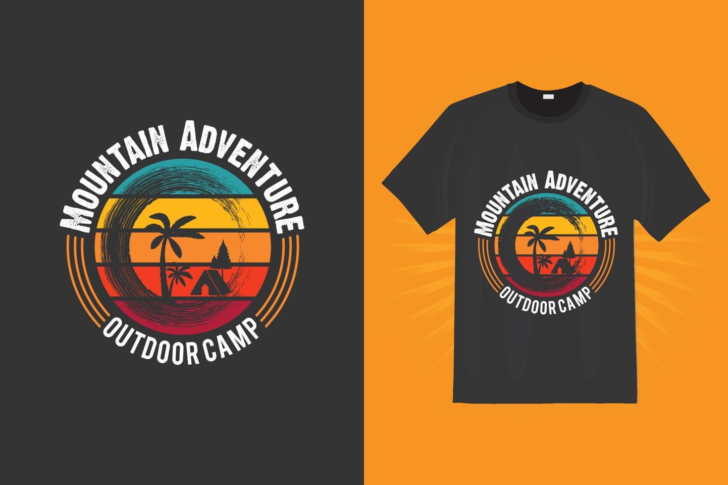 Outdoor-Camp-T-Shirt-Design für Bergabenteuer vektor