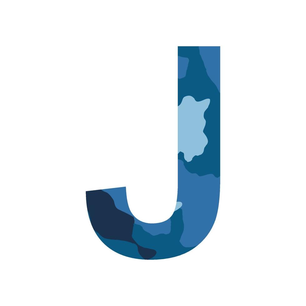 Englisches Alphabet Buchstabe j, Khaki-Stil isoliert auf weißem Hintergrund - Vektor