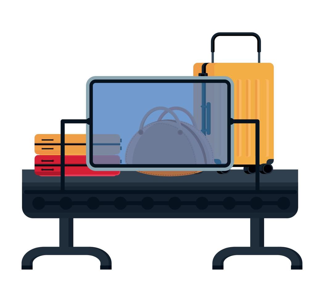 Flughafen-Förderscanner und Gepäck vektor