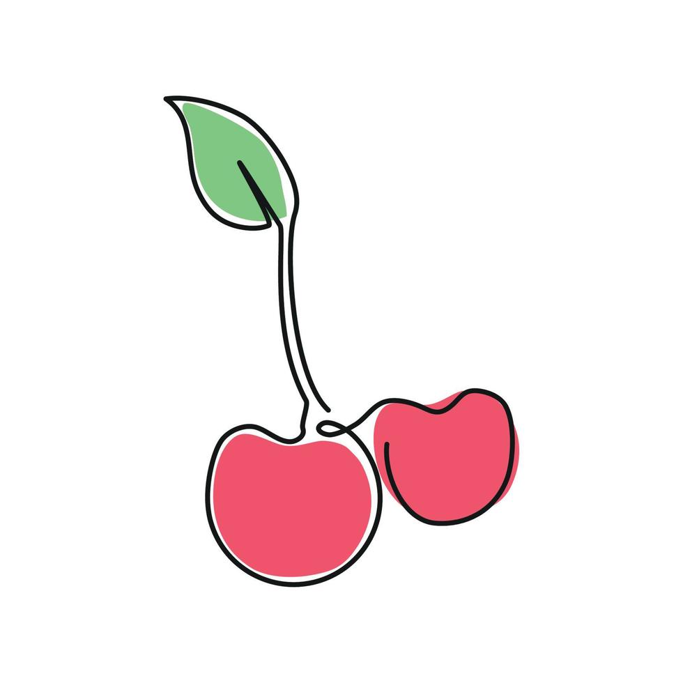 körsbär frukt linje teckning vektor