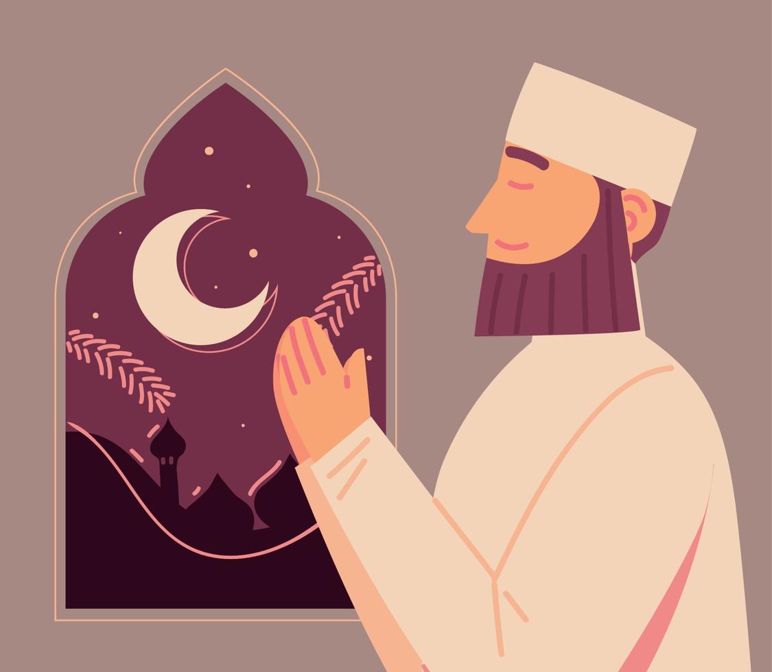 muslimischer Mann betet Kultur vektor