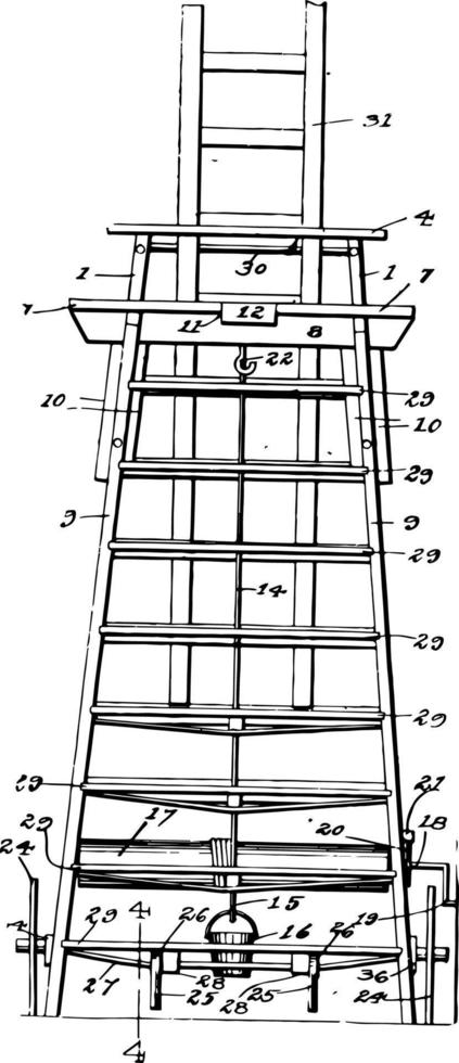 lång stege årgång illustration. vektor