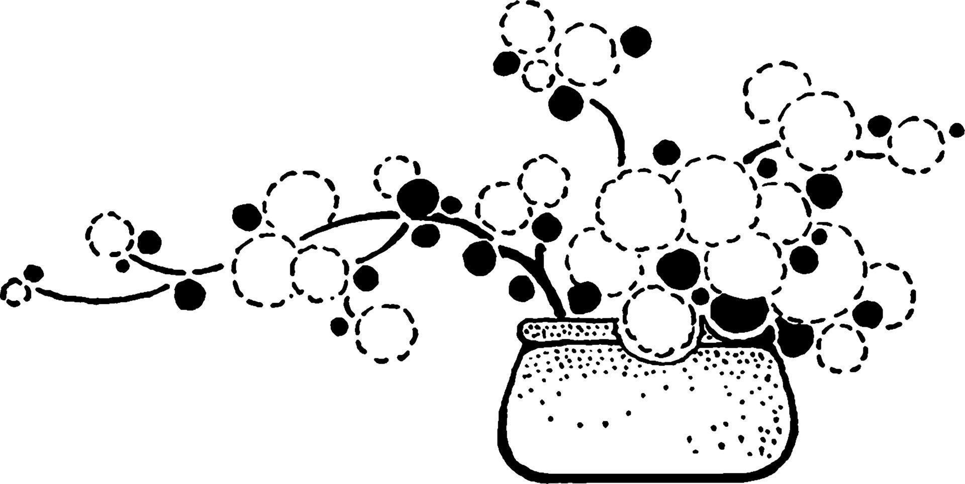 Harmonie in Vase und Blumenstrauß, Vintage-Illustration. vektor