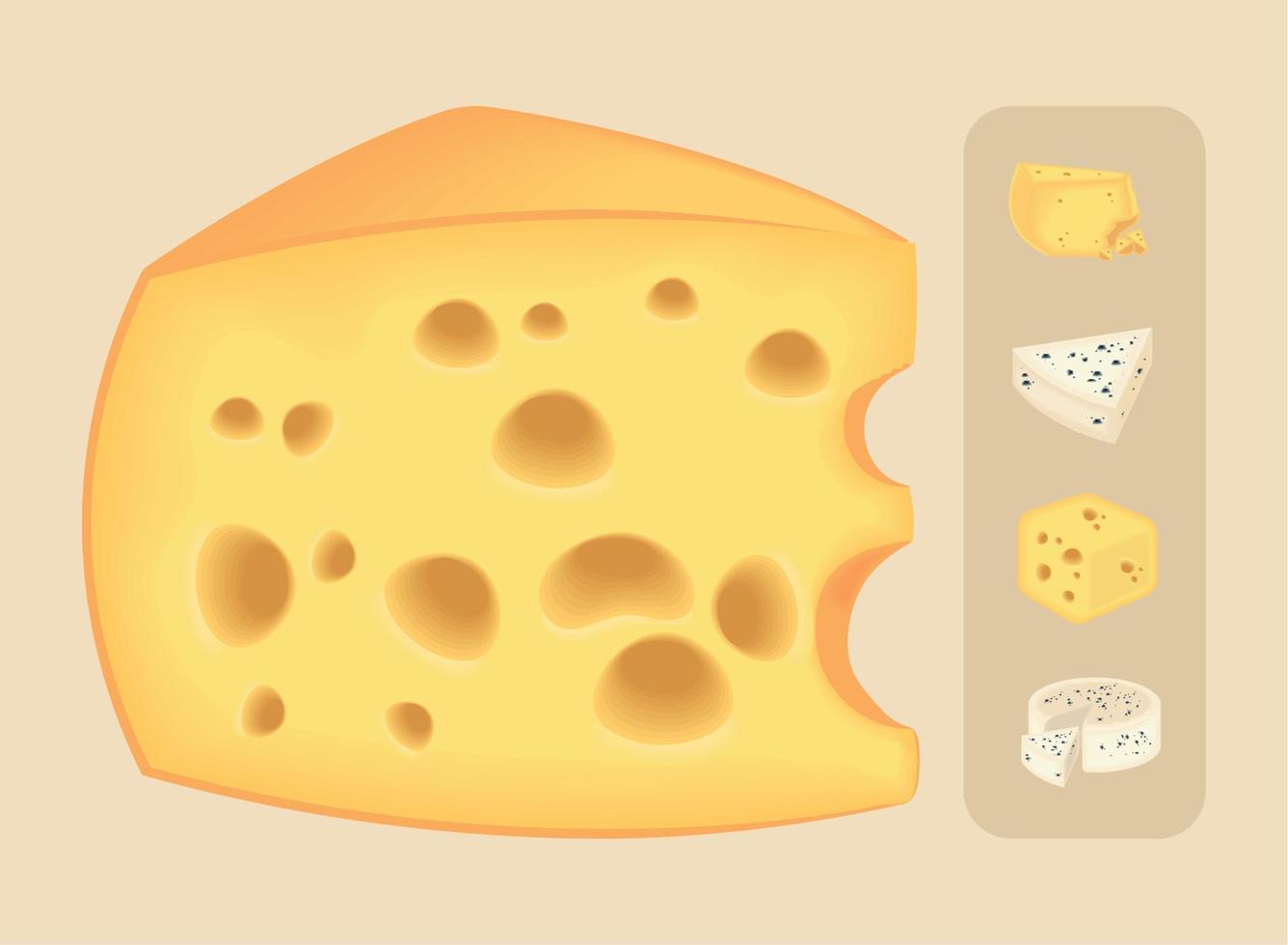 realistischer käse, symbolsatz vektor