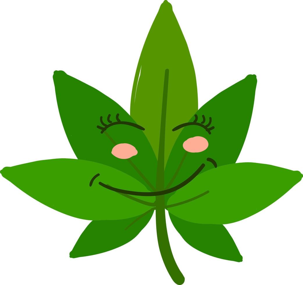 Lycklig marijuana, illustration, vektor på vit bakgrund.