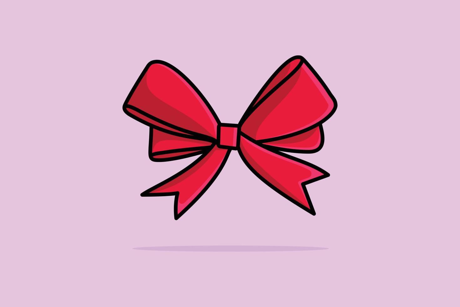 weihnachtsrotes geschenkband, bogenvektorsymbolillustration. Luxus-Geschenkverpackung Objekt Icon Design-Konzept. vektor