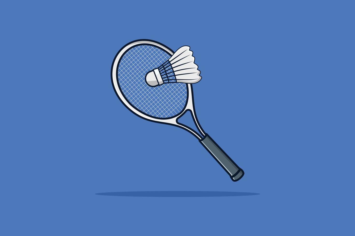 Badminton mit Schlägervektor-Symbolillustration. Designkonzept für Sportobjekte, Sportleben, Lebensstil, Fitnessspiel, Körperwärme, Sportspiel, Spielwettbewerb, Badmintonspiel. vektor