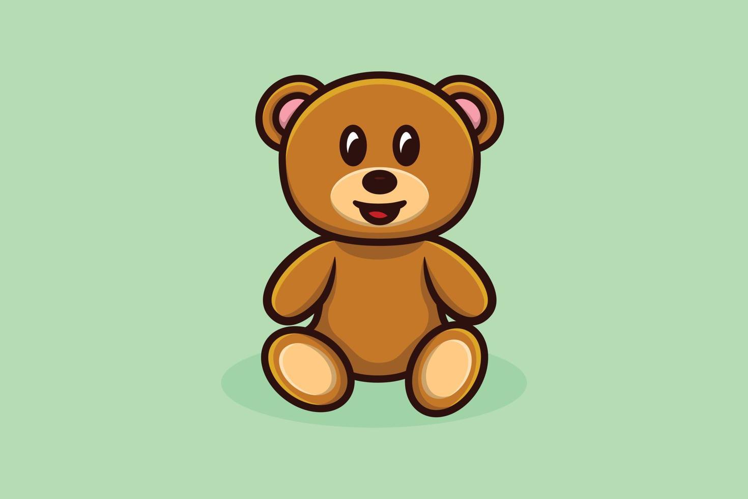 sitzende Teddybär-Vektor-Symbol-Illustration. tierisches Natur-Icon-Design-Konzept. zeichentrickfigur, zootier, bärenbaby, weiche tiere, gefährliches tier, kindheitsspielzeug. vektor