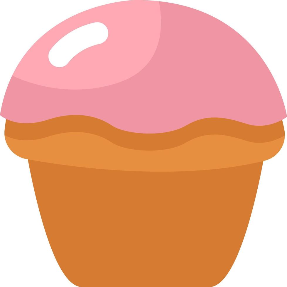Einfaches Muffin mit rosa Zuckerguss, Illustration, Vektor auf weißem Hintergrund