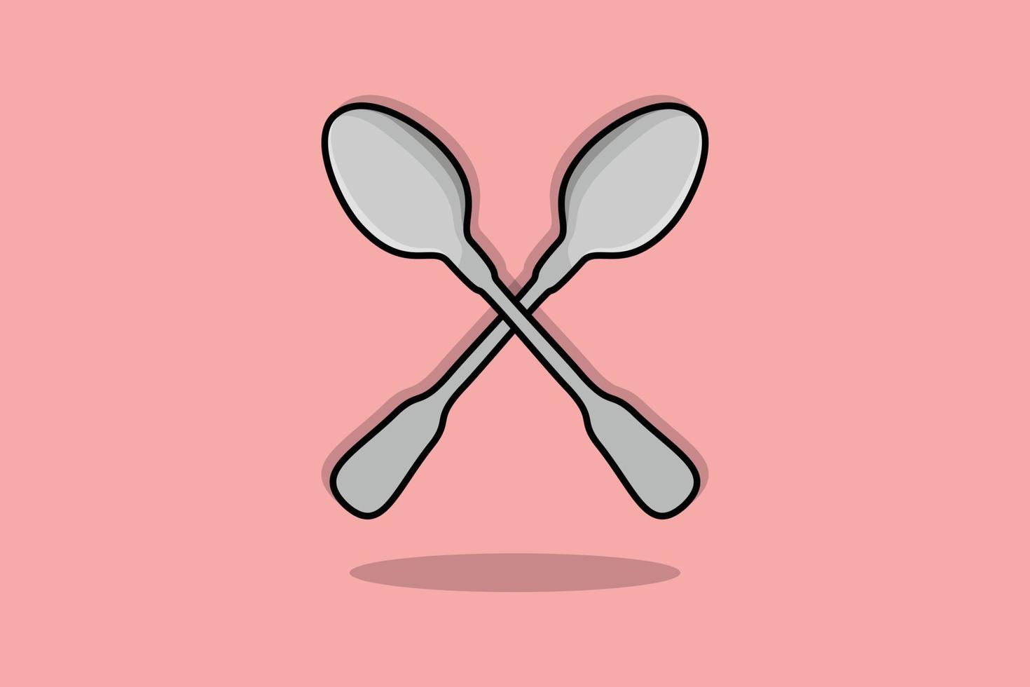 Löffel-Vektor-Symbol-Illustration. Restaurant- und Café-Logo-Design-Konzept. gekreuztes Löffel-Icon-Design. Küchenlöffel, Lebensmittelobjekt, Esslöffel, Restaurantobjekte, Heimdekoration, gekreuztes Schild. vektor