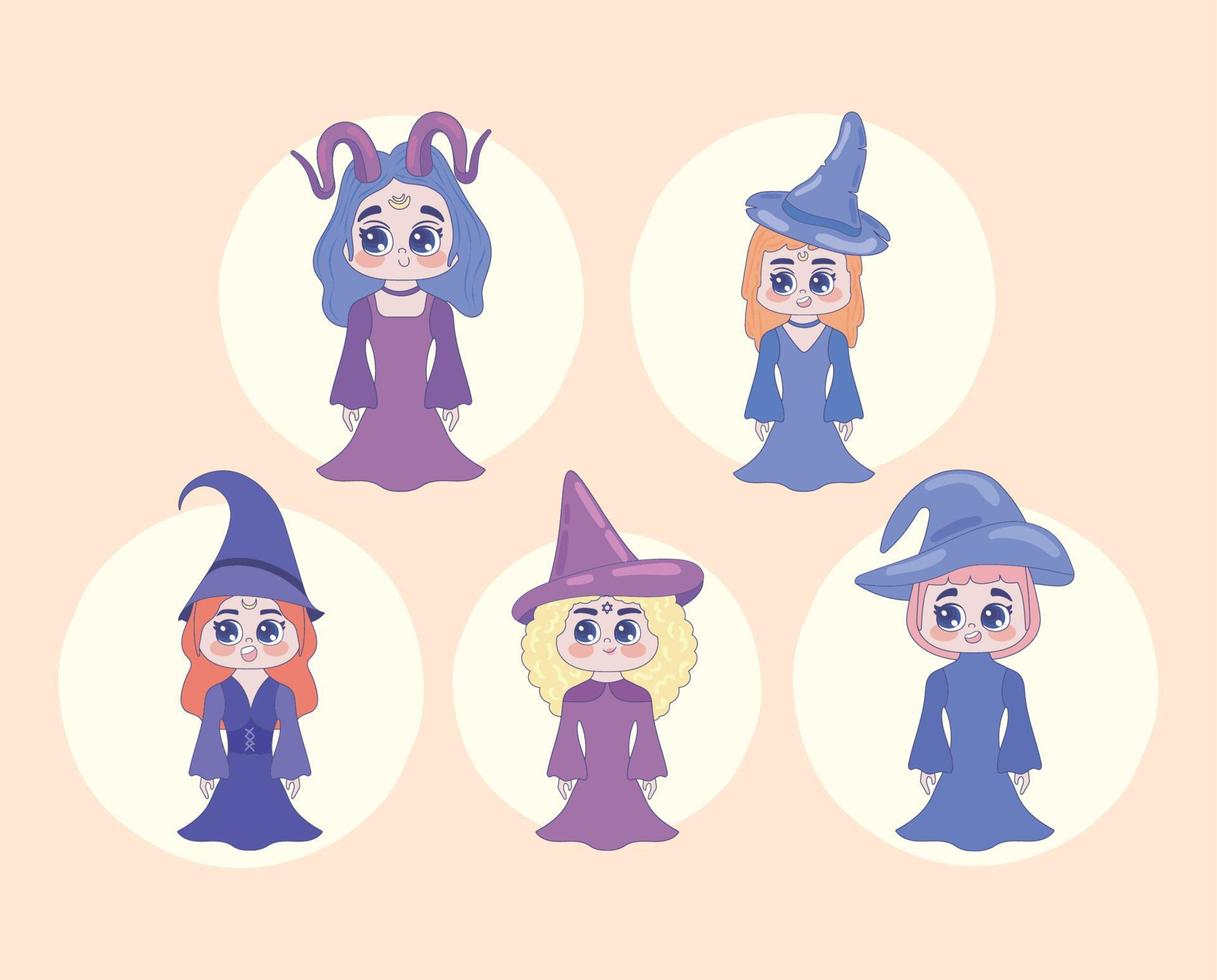 Halloween Hexen Charaktere vektor
