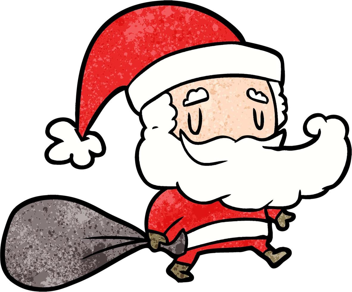 Retro-Grunge-Textur-Cartoon-Weihnachtsmann vektor