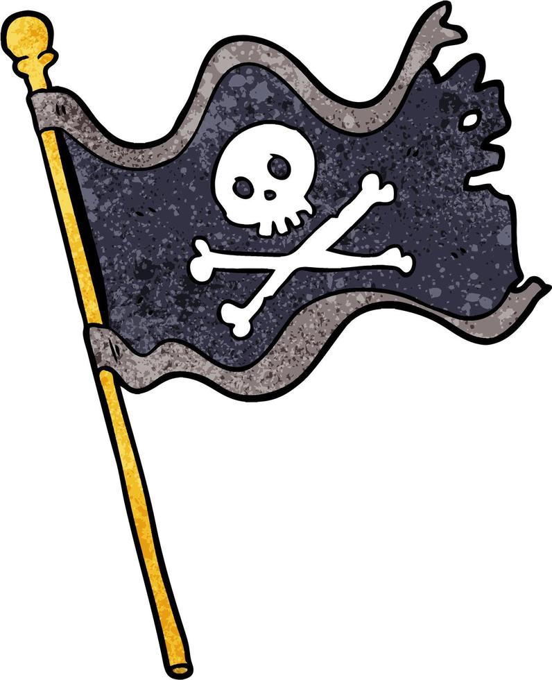 retro grunge textur tecknad serie söt pirat flagga vektor