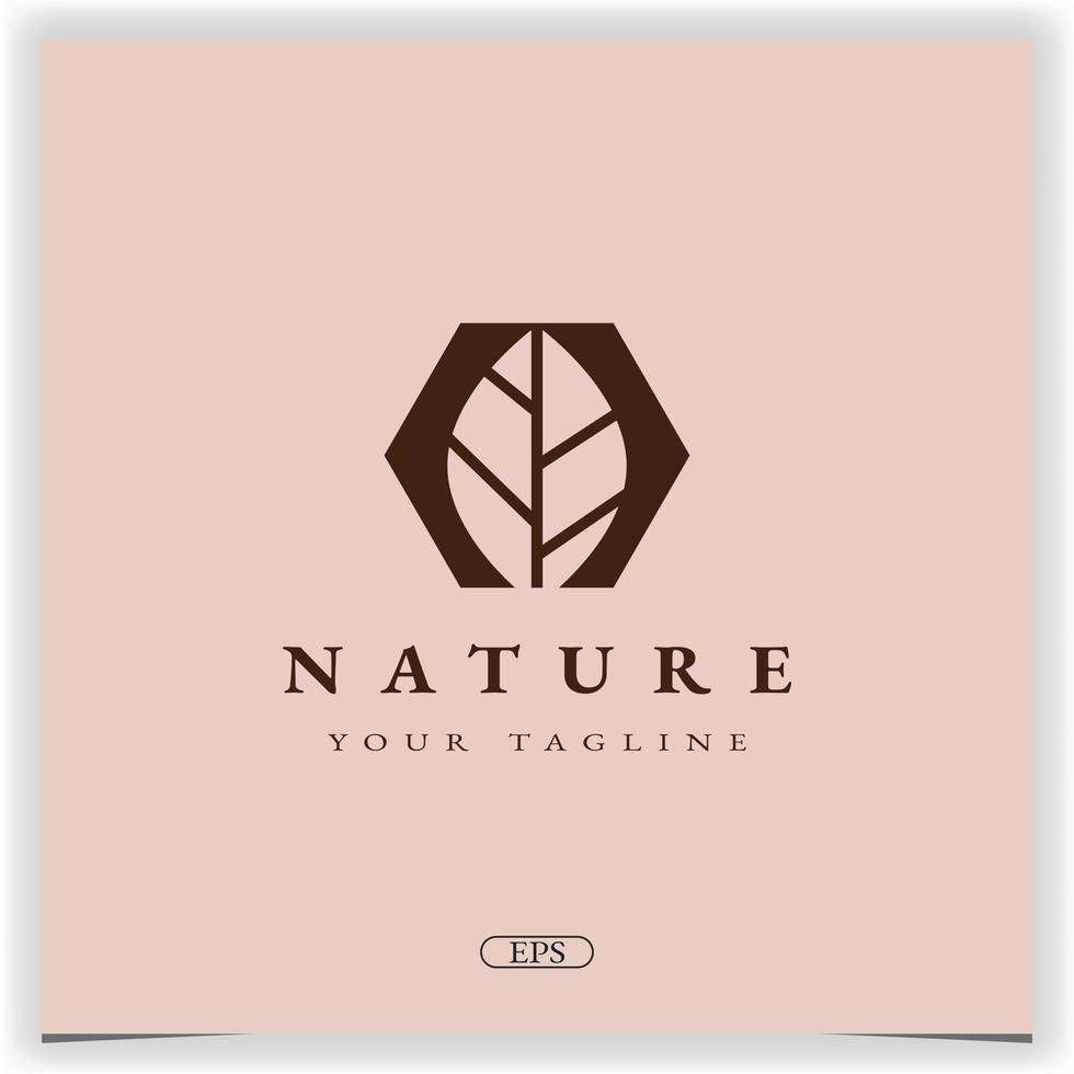 natur blad sexhörning logotyp premie elegant mall vektor eps 10