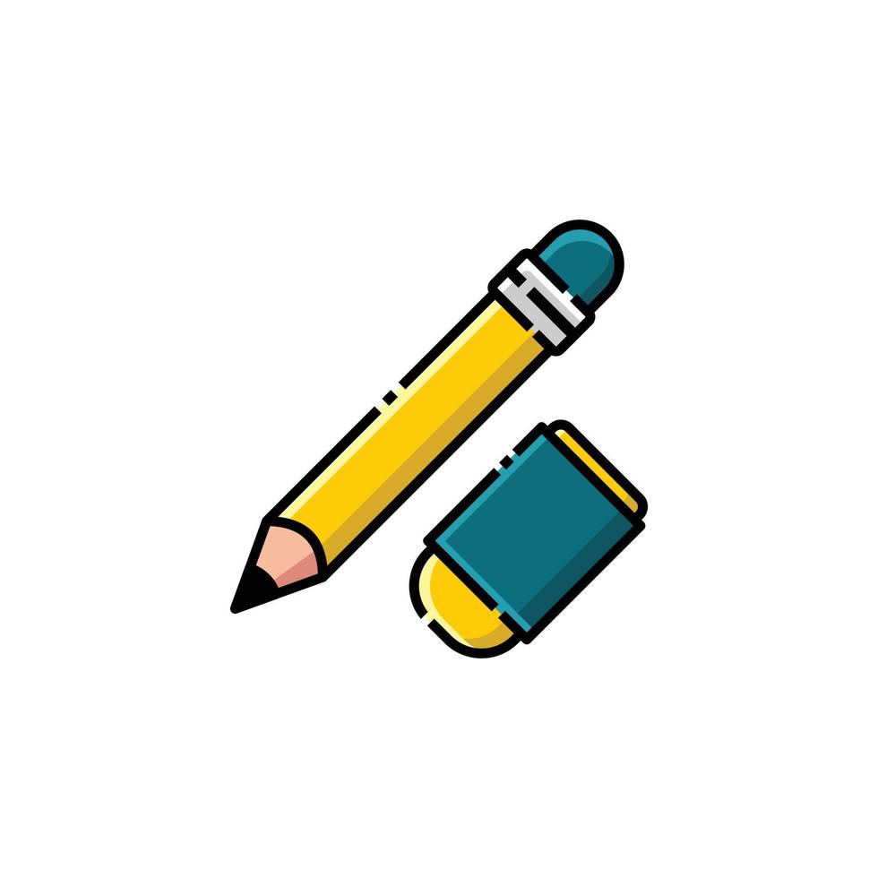 penna och suddgummi fylld linjär ikon - tillbaka till skola ikon vektor illustration