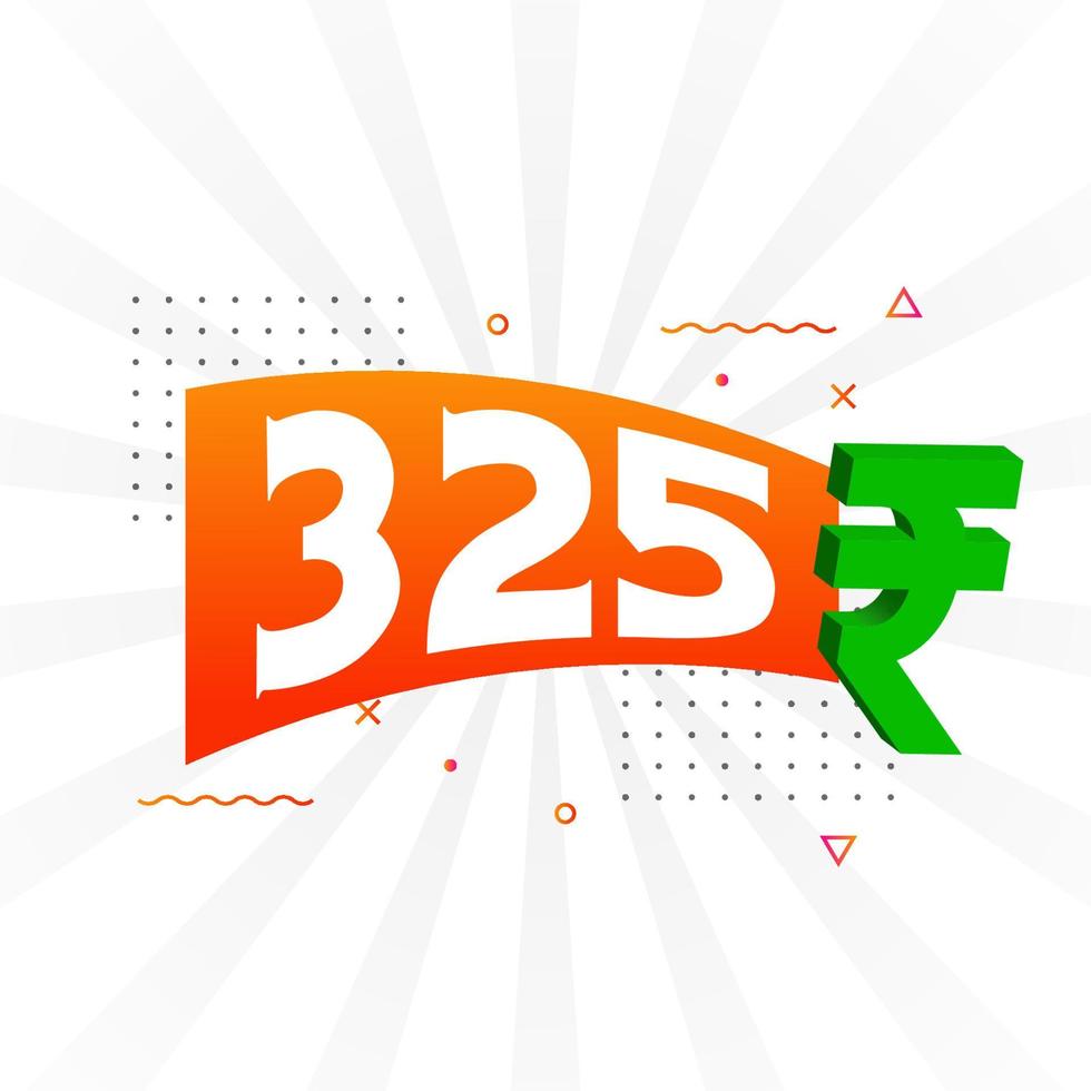 325 rupee symbol djärv text vektor bild. 325 indisk rupee valuta tecken vektor illustration