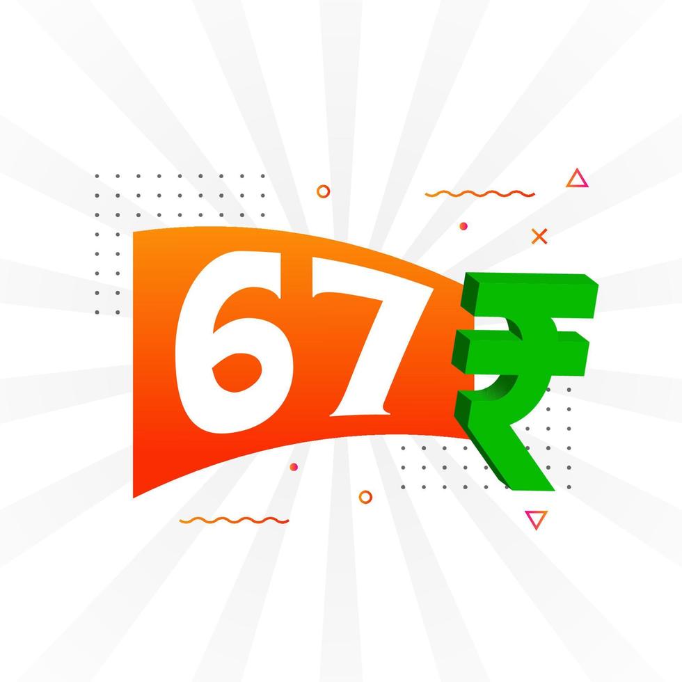 67 Rupien Symbol fettes Textvektorbild. 67 indische Rupie Währungszeichen Vektor Illustration