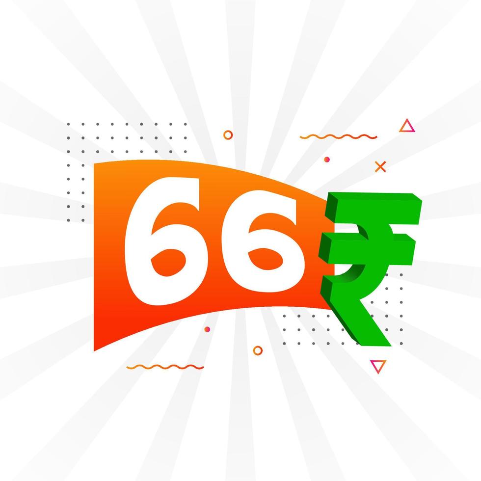 66 Rupien Symbol fettes Textvektorbild. 66 indische Rupie Währungszeichen Vektor Illustration