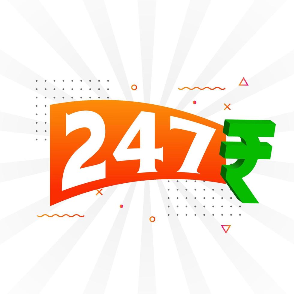 247 rupee symbol djärv text vektor bild. 247 indisk rupee valuta tecken vektor illustration