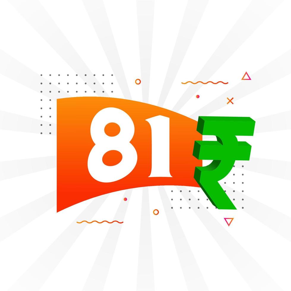 81 Rupie Symbol fettes Textvektorbild. 81 indische Rupie Währungszeichen Vektor Illustration