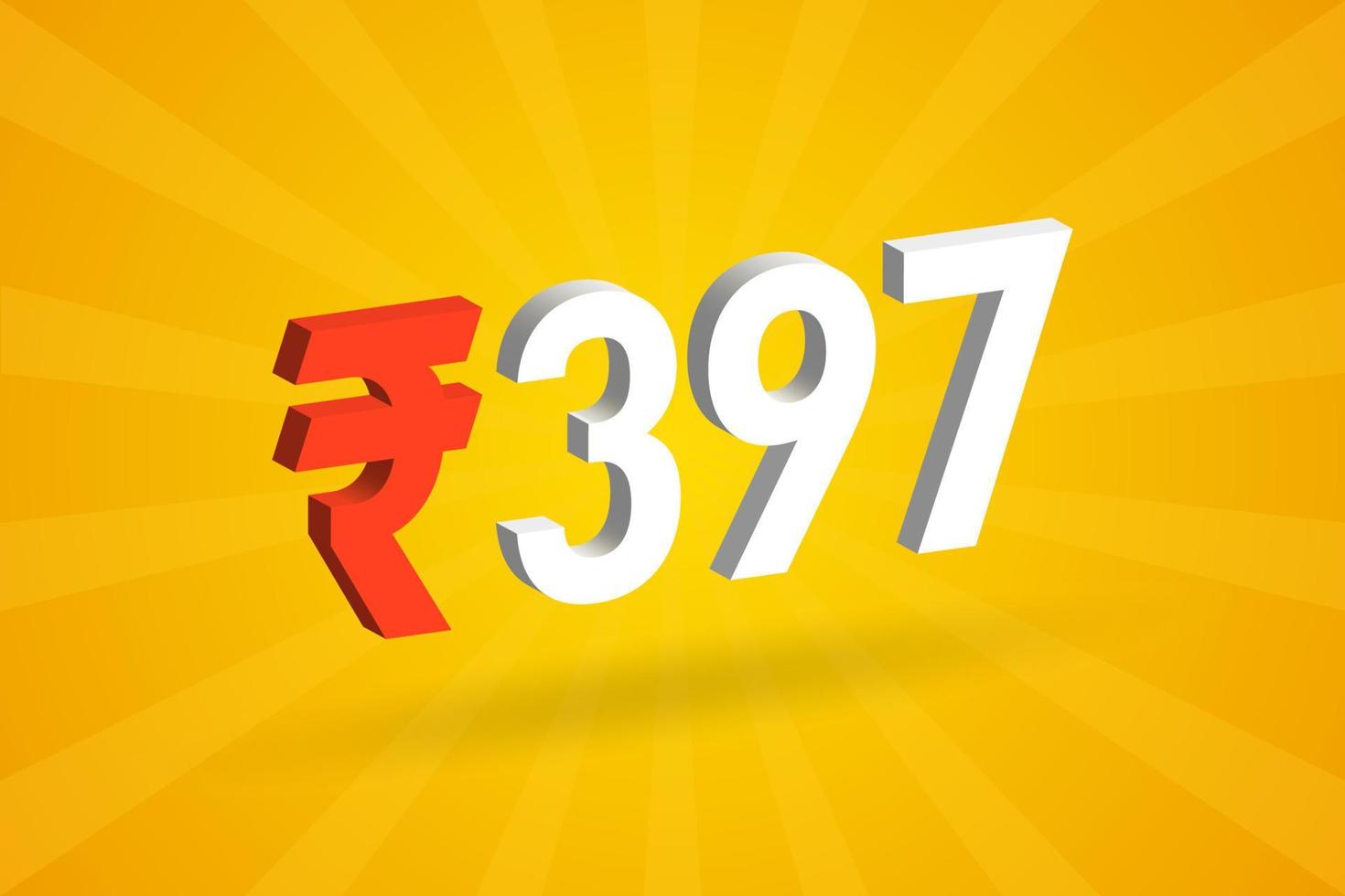 397 Rupie 3D-Symbol fettes Textvektorbild. 3d 397 indische Rupie Währungszeichen Vektor Illustration