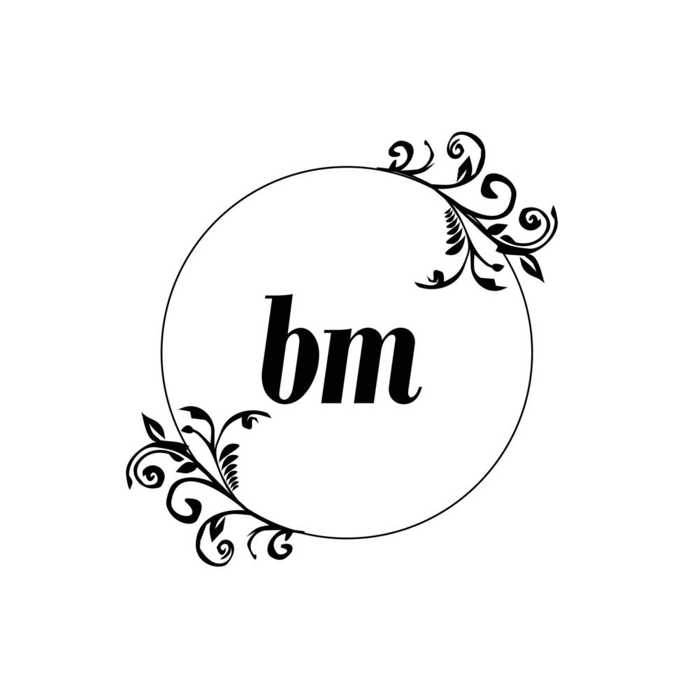 första bm logotyp monogram brev feminin elegans vektor