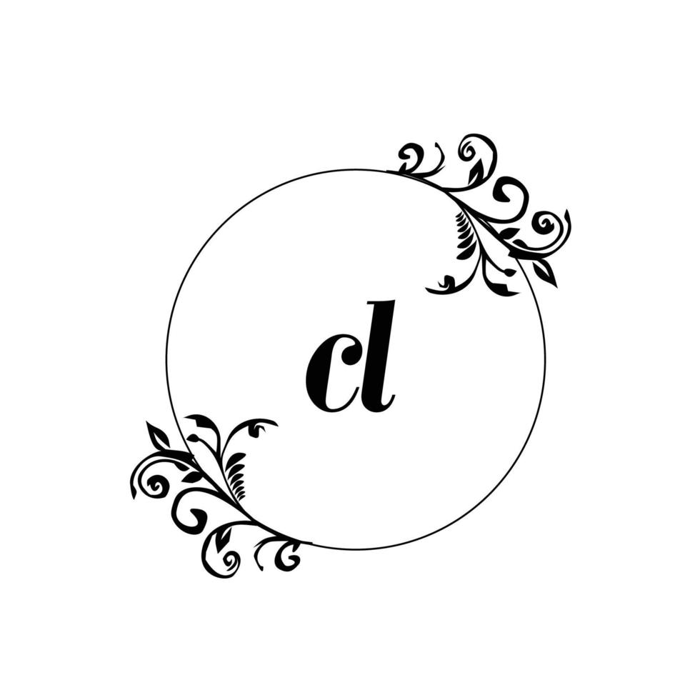 första cl logotyp monogram brev feminin elegans vektor