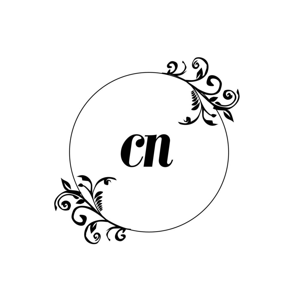 första cn logotyp monogram brev feminin elegans vektor