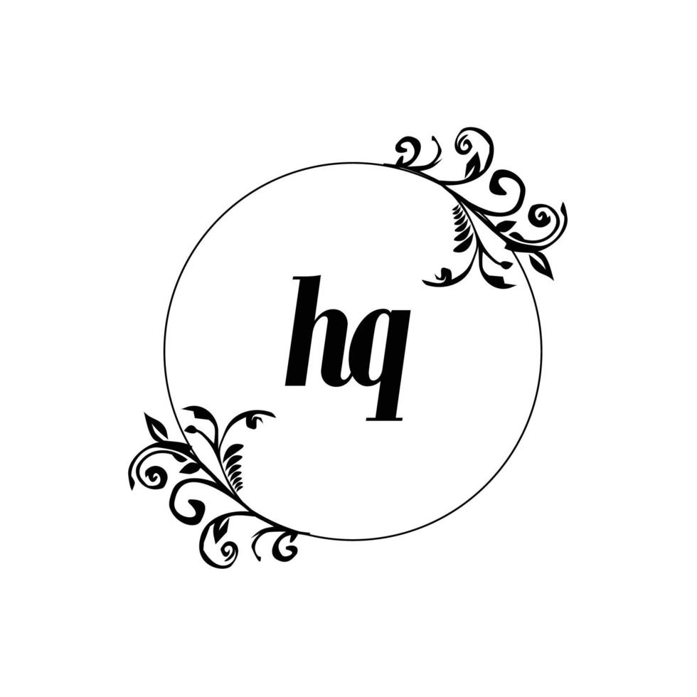 anfänglicher hq-logo-monogrammbuchstabe feminine eleganz vektor