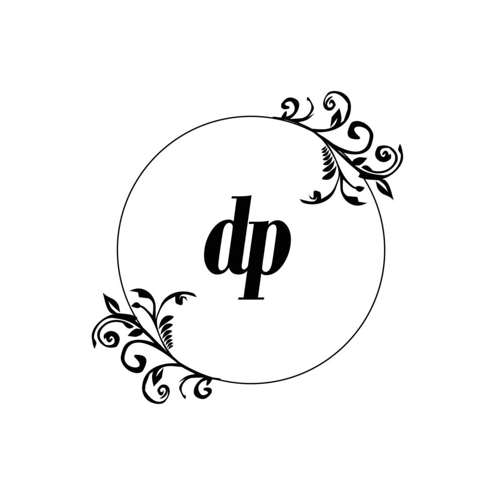 första dp logotyp monogram brev feminin elegans vektor