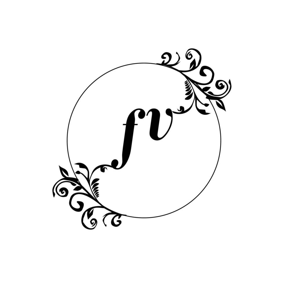 första fv logotyp monogram brev feminin elegans vektor