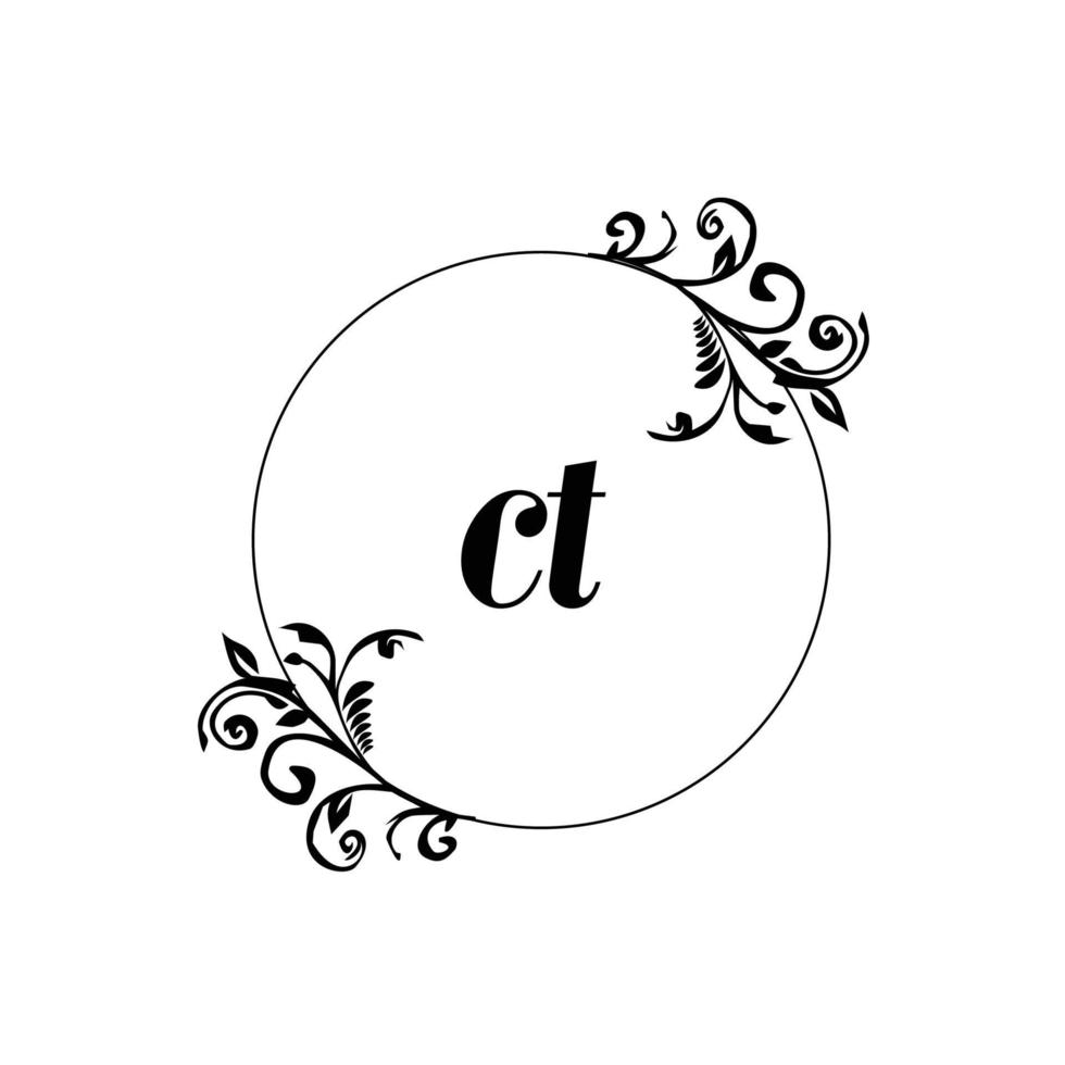 första ct logotyp monogram brev feminin elegans vektor