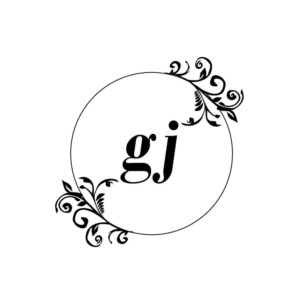 första gj logotyp monogram brev feminin elegans vektor