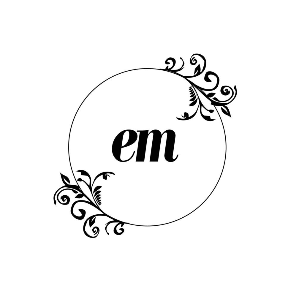 anfänglicher em-logo-monogrammbuchstabe feminine eleganz vektor