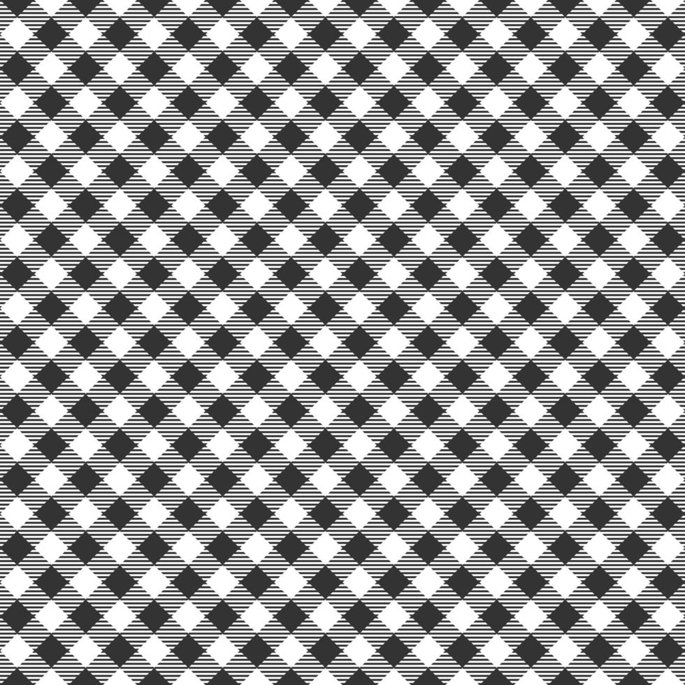 Diagonales, schwarz-weiß kariertes, nahtloses Muster mit gestreiften Quadraten. karierte textur für picknickdecke, tischdecke, plaid, kleidung. Textiler geometrischer Hintergrund vektor