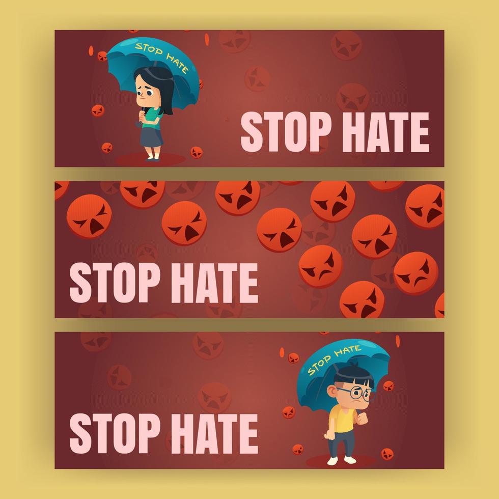 sluta hata tecknad serie banderoller, Stöd asiatisk gemenskap vektor