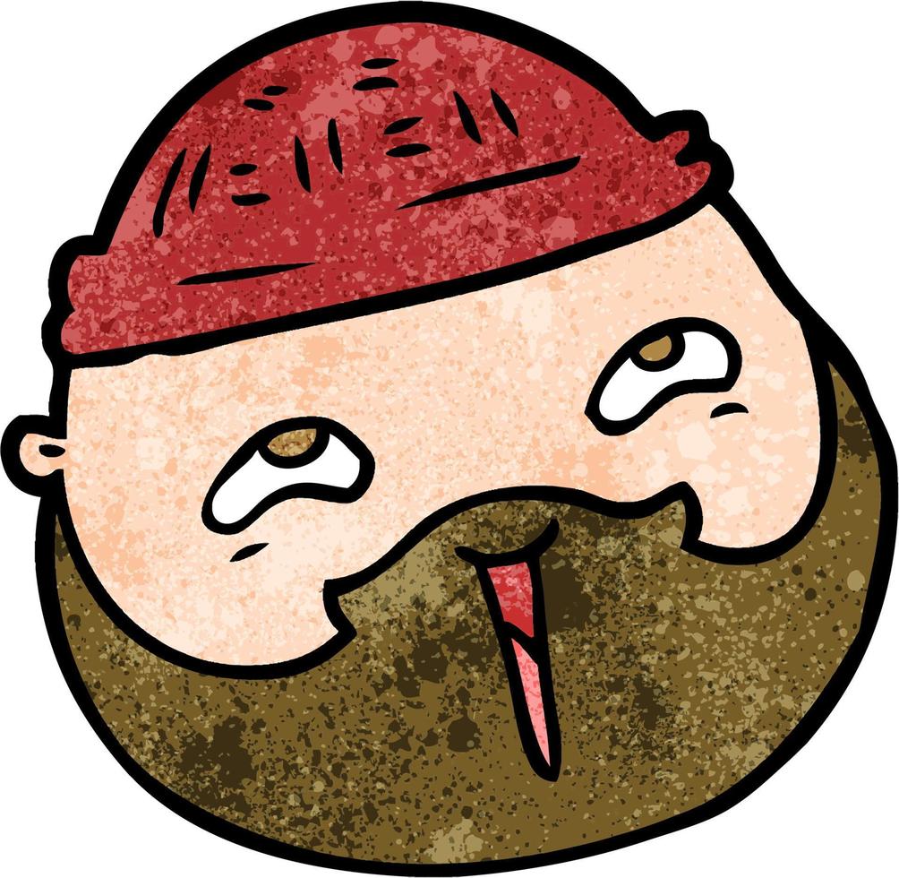 Retro-Grunge-Textur Cartoon-Mann mit Bart vektor