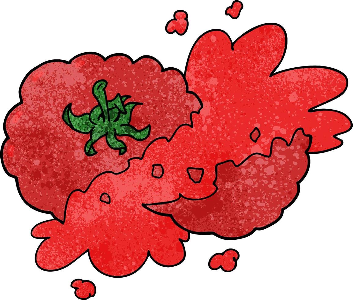Retro-Grunge-Textur Cartoon-Tomate gequetscht vektor