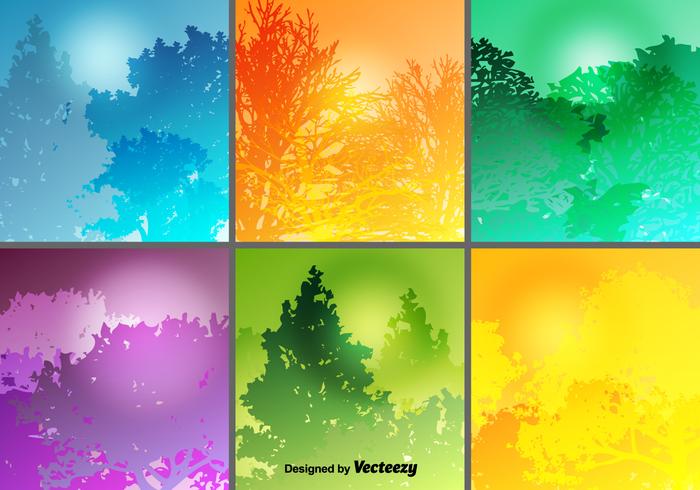 Bunte Wald Bildhintergrund Vektor-Set vektor