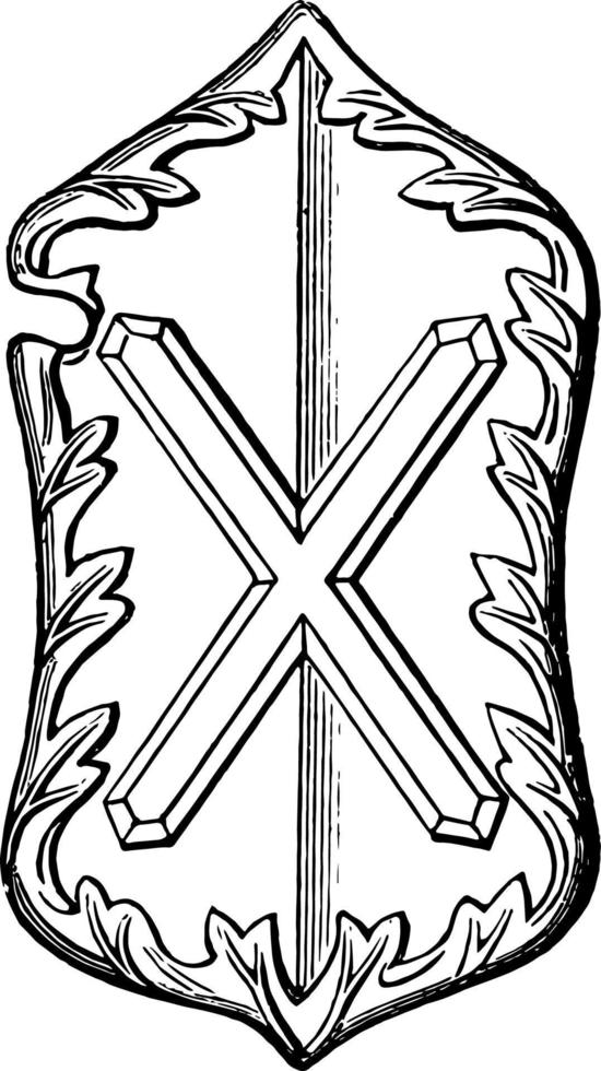 heraldisk skydda från de kloster kyrka årgång gravyr. vektor