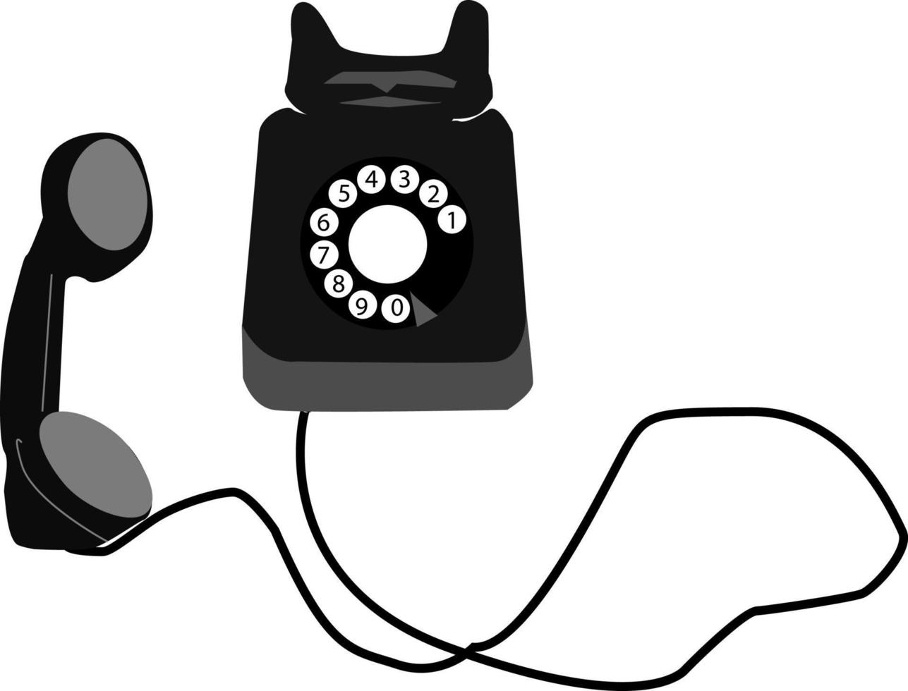 gammal telefon, illustration, vektor på vit bakgrund.