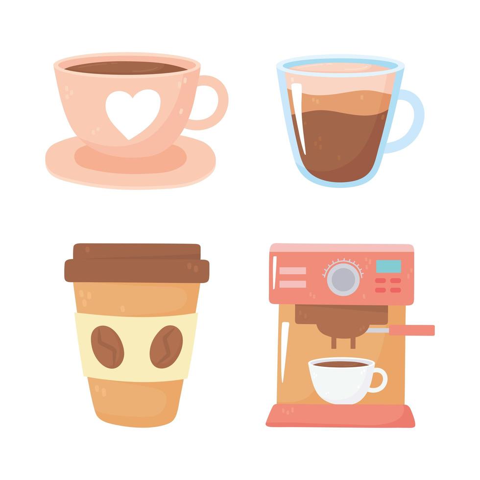 süßes Kaffeepausen-Symbolset vektor