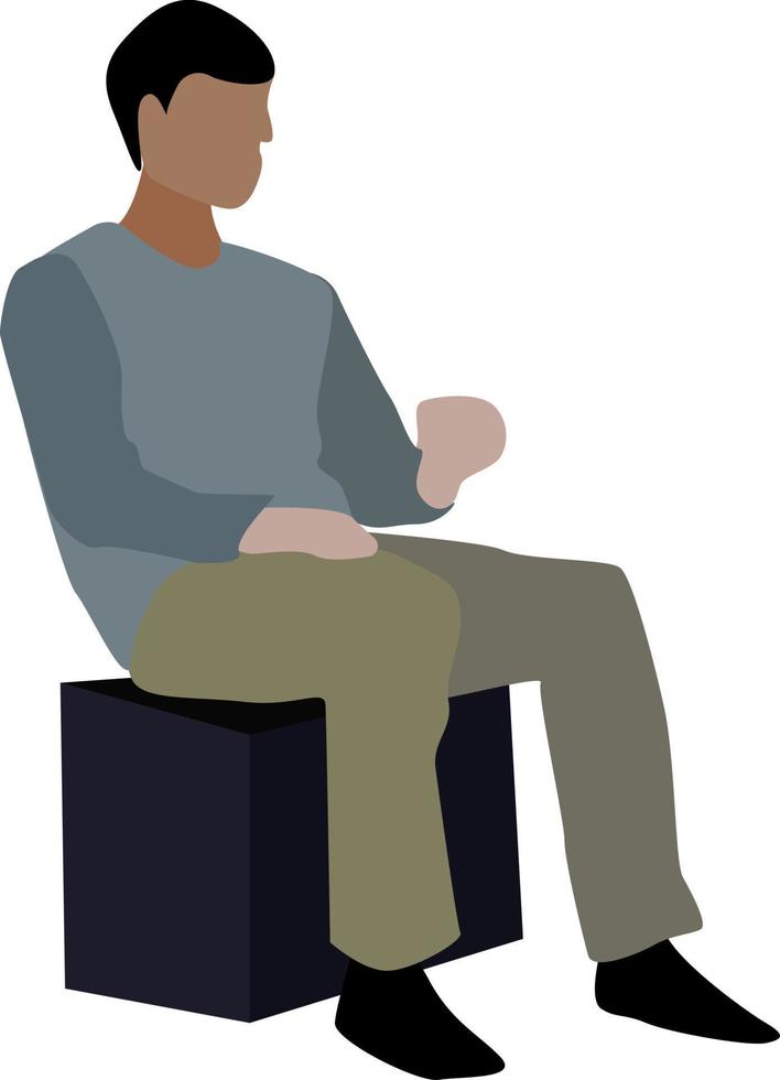 Junge mit grauem Pullover, Illustration, Vektor auf weißem Hintergrund.